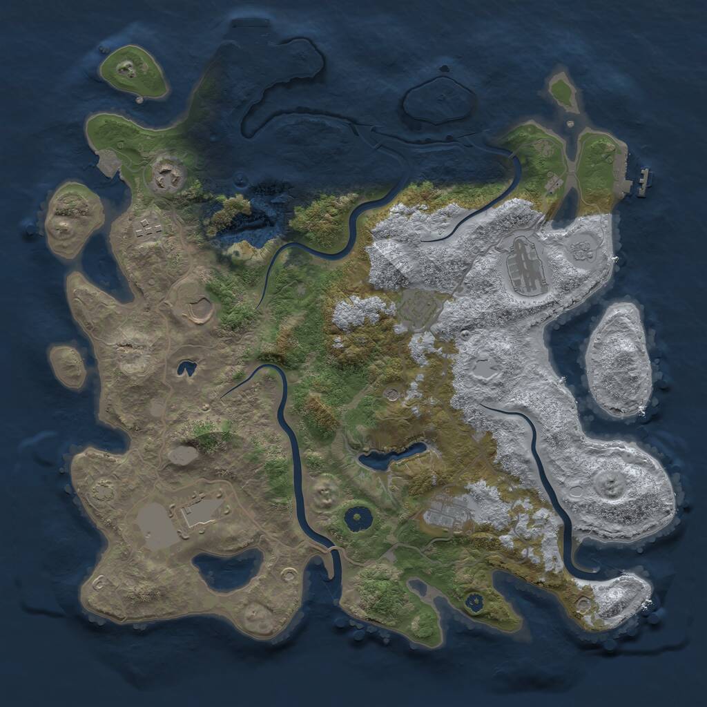 Rust Map: Procedural Map, Size: 4000, Seed: 1063201967, 13 Monuments