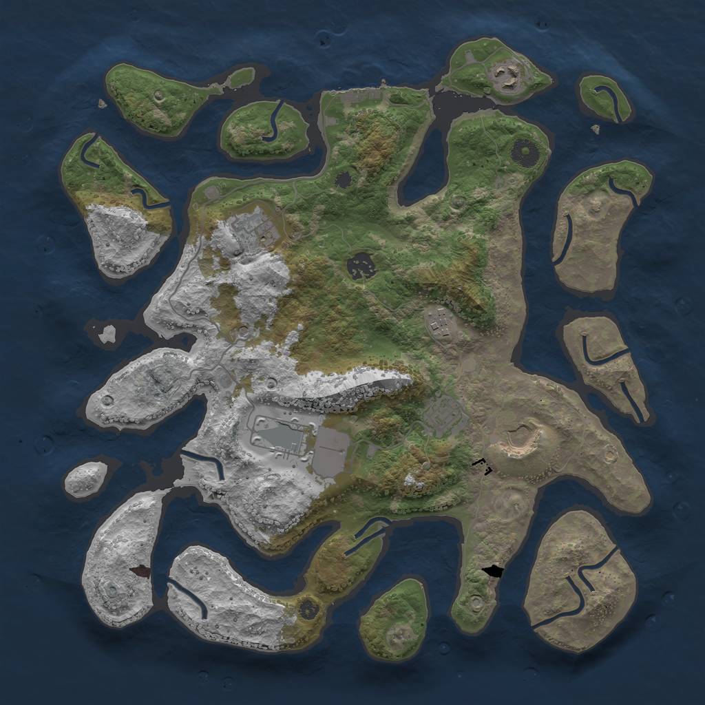Rust Map: Procedural Map, Size: 3800, Seed: 3488, 11 Monuments