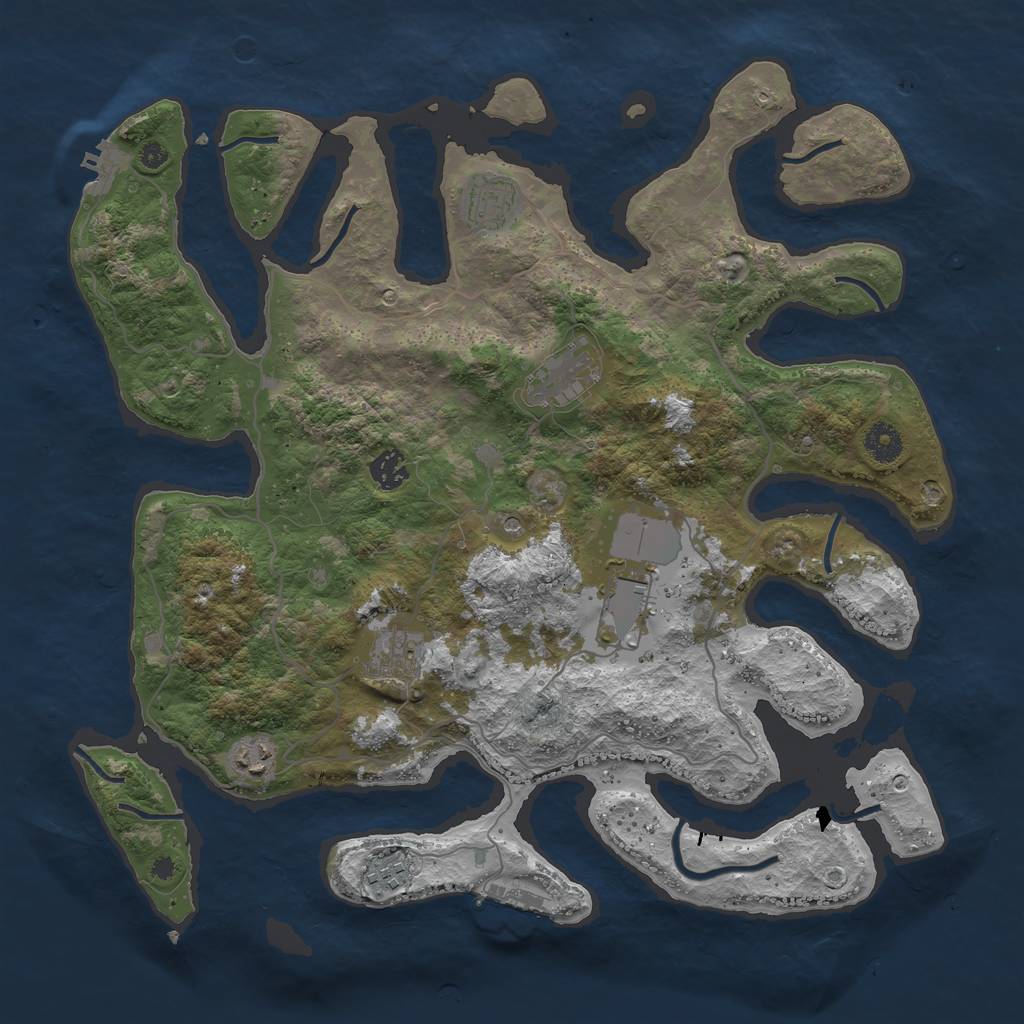 Rust Map: Procedural Map, Size: 4000, Seed: 1925, 12 Monuments