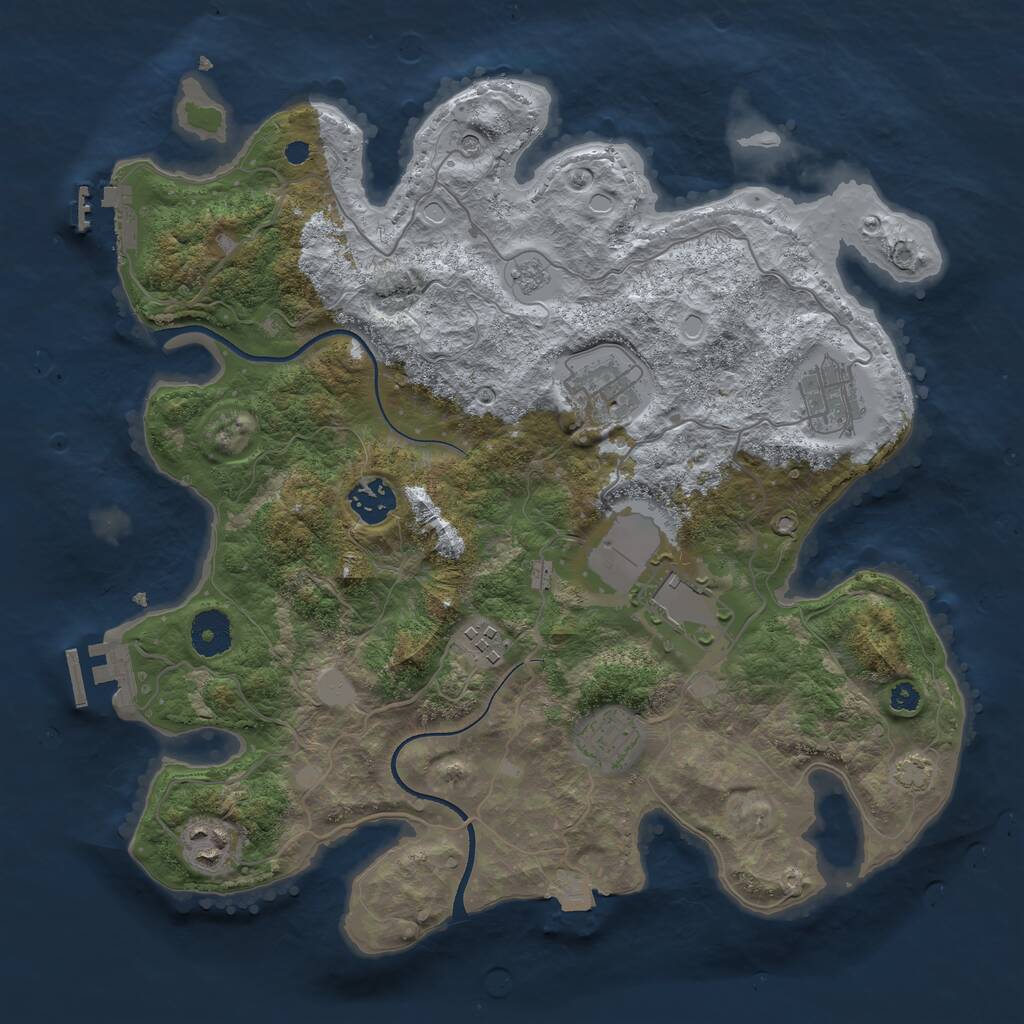 Rust Map: Procedural Map, Size: 3500, Seed: 713420, 13 Monuments