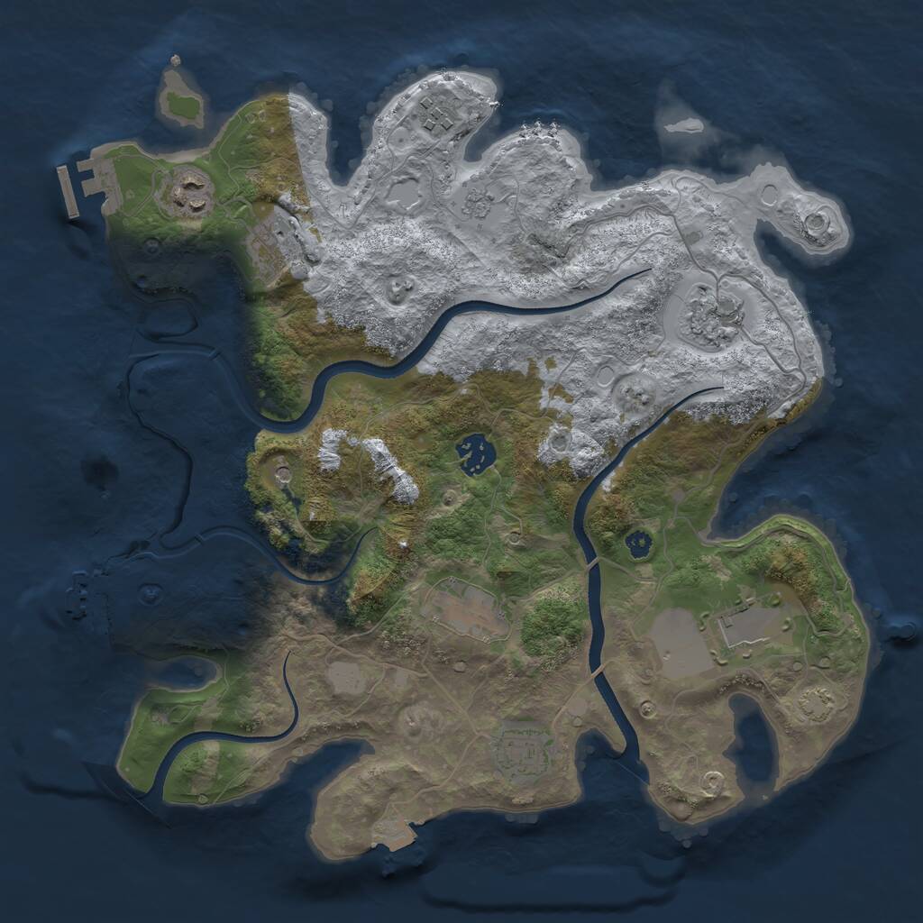 Rust Map: Procedural Map, Size: 3500, Seed: 713420, 14 Monuments