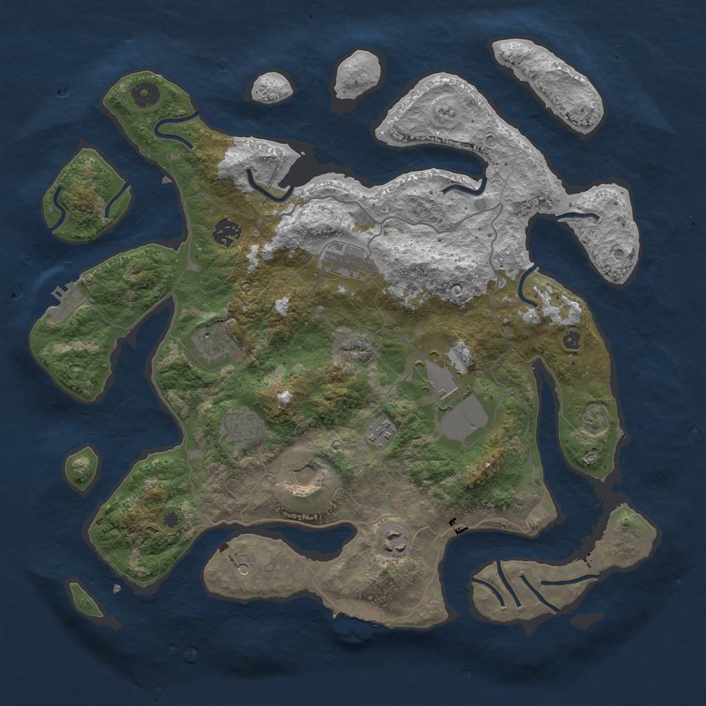 Rust Map: Procedural Map, Size: 4000, Seed: 608139167, 13 Monuments