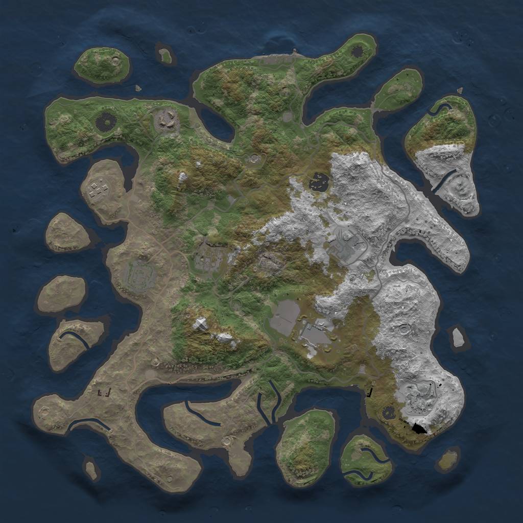 Rust Map: Procedural Map, Size: 4000, Seed: 21544, 12 Monuments