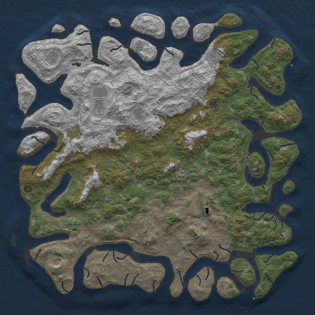 Rust Map: Procedural Map, Size: 6000, Seed: 131313, 14 Monuments