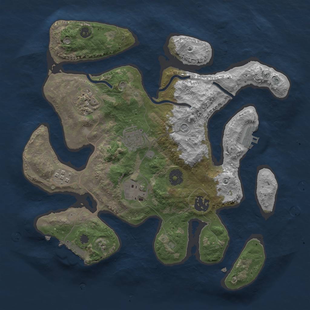 Rust Map: Procedural Map, Size: 3000, Seed: 1768851952, 10 Monuments