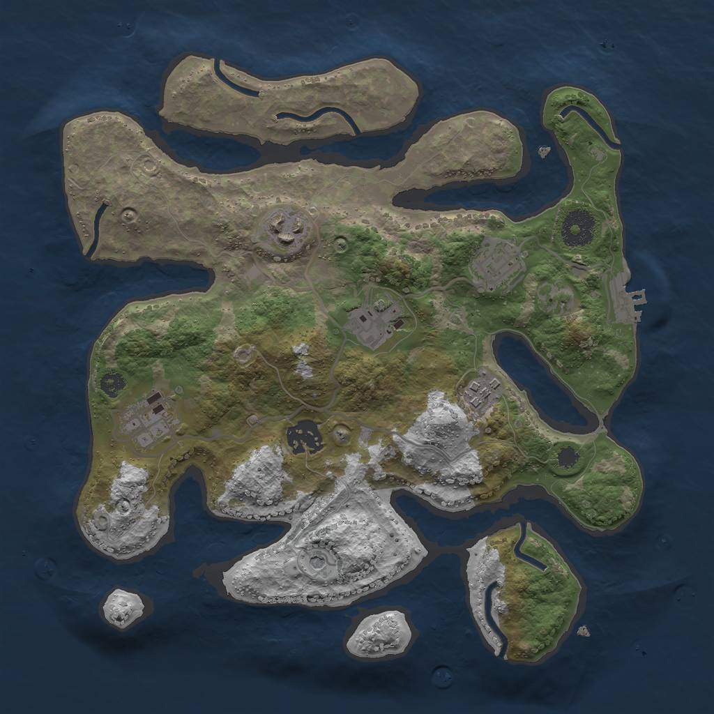 Rust Map: Procedural Map, Size: 3000, Seed: 368013, 10 Monuments