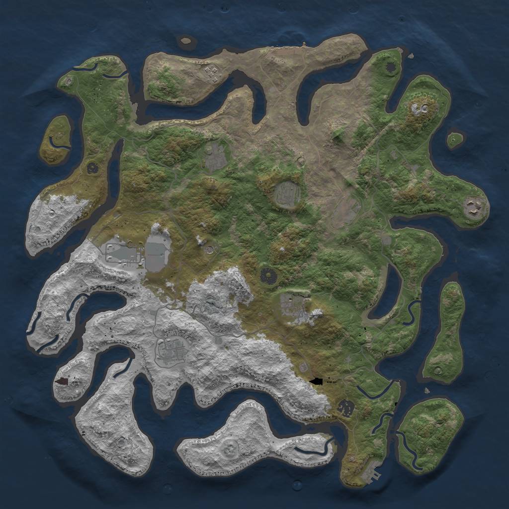 Rust Map: Procedural Map, Size: 4500, Seed: 898467, 14 Monuments