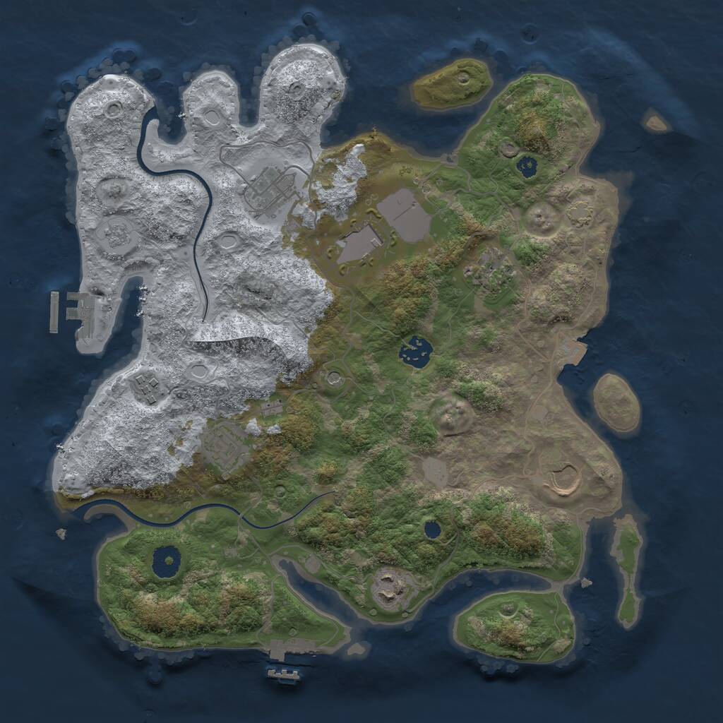 Rust Map: Procedural Map, Size: 3500, Seed: 1753433500, 14 Monuments