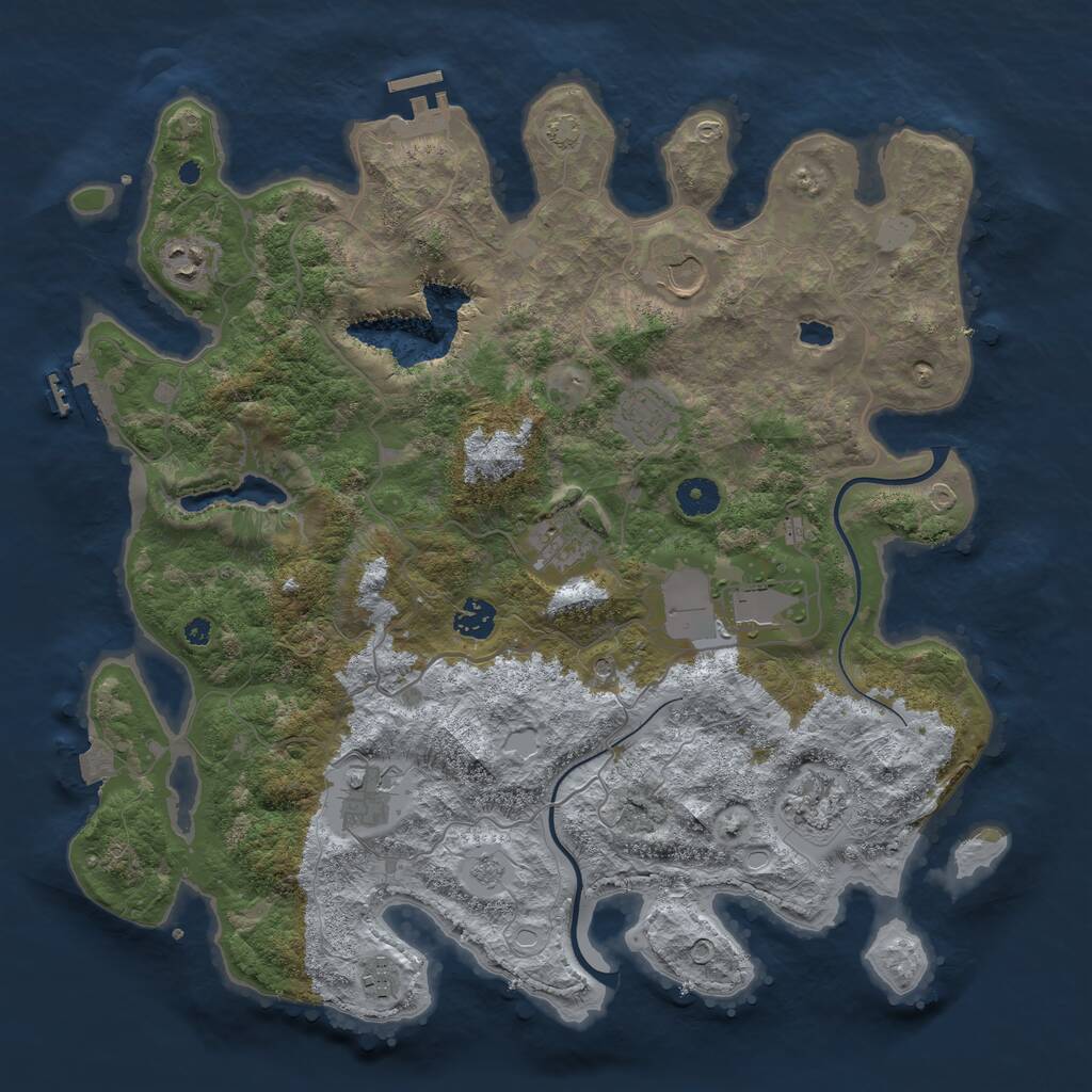 Rust Map: Procedural Map, Size: 4000, Seed: 1654, 15 Monuments