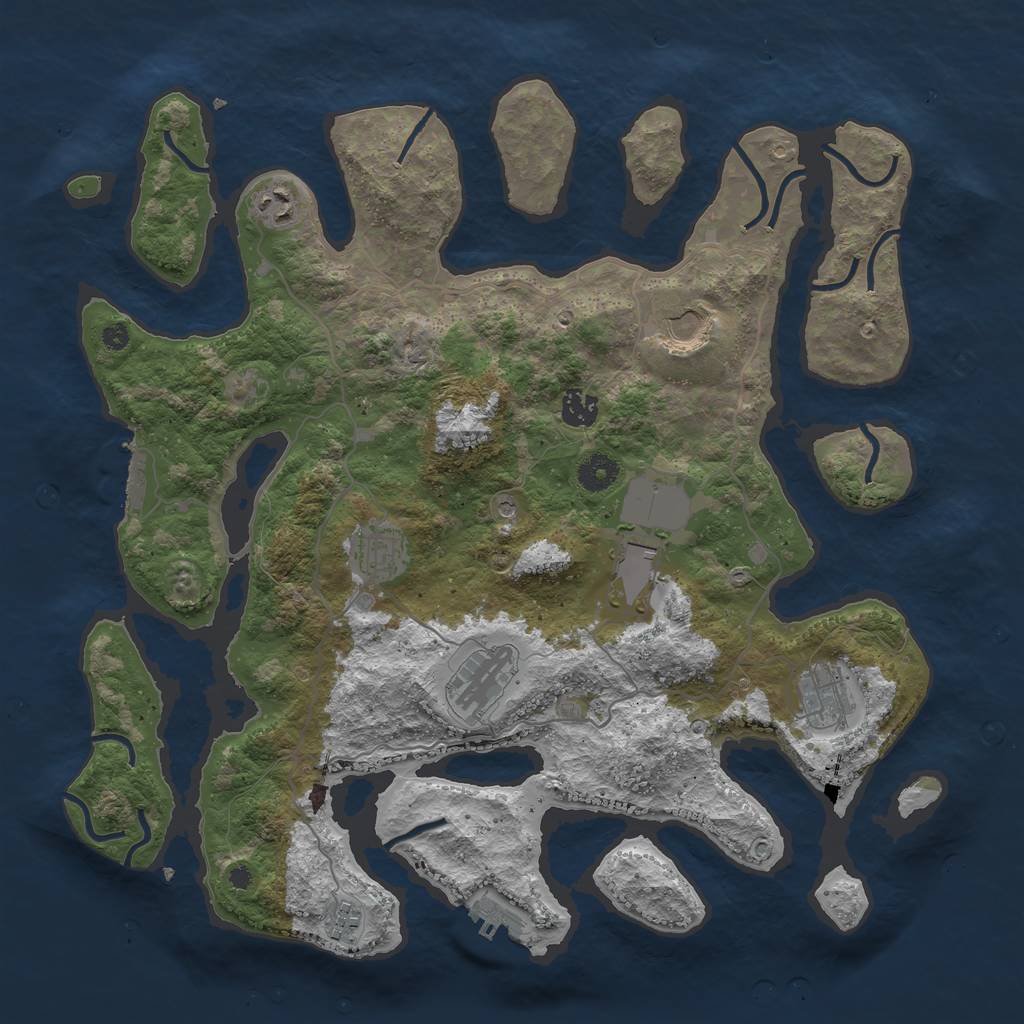 Rust Map: Procedural Map, Size: 4000, Seed: 1654, 13 Monuments