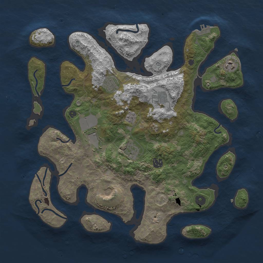 Rust Map: Procedural Map, Size: 3800, Seed: 1959741299, 12 Monuments