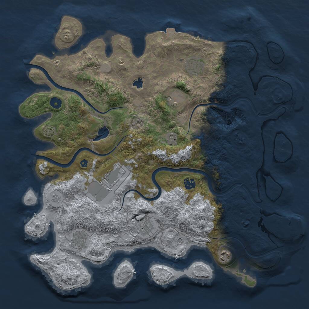 Rust Map: Procedural Map, Size: 4000, Seed: 5658, 13 Monuments
