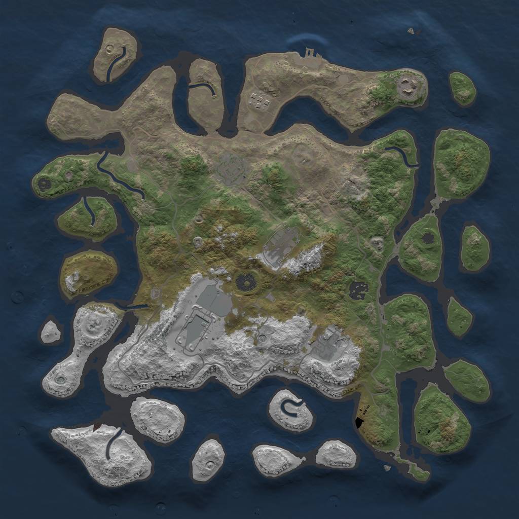 Rust Map: Procedural Map, Size: 4000, Seed: 5658, 11 Monuments