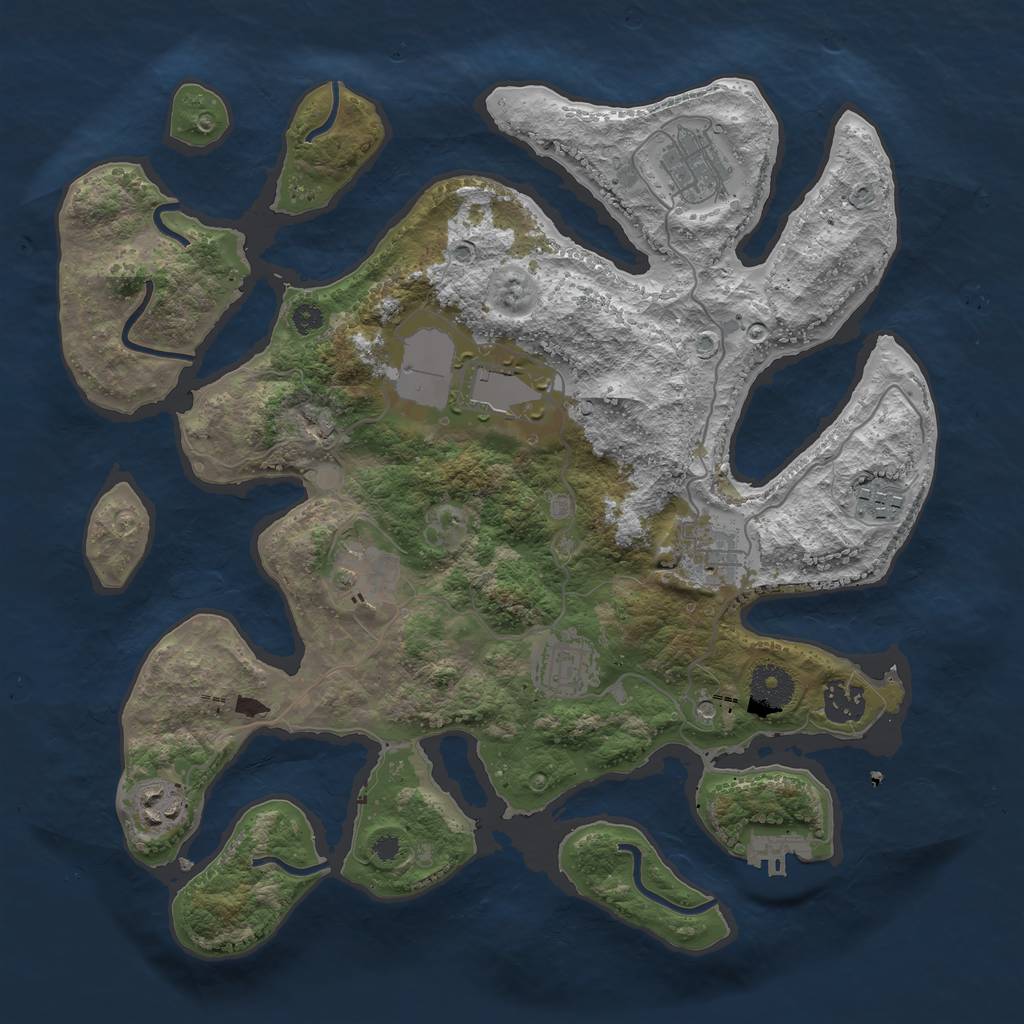 Rust Map: Procedural Map, Size: 3500, Seed: 1981587650, 12 Monuments