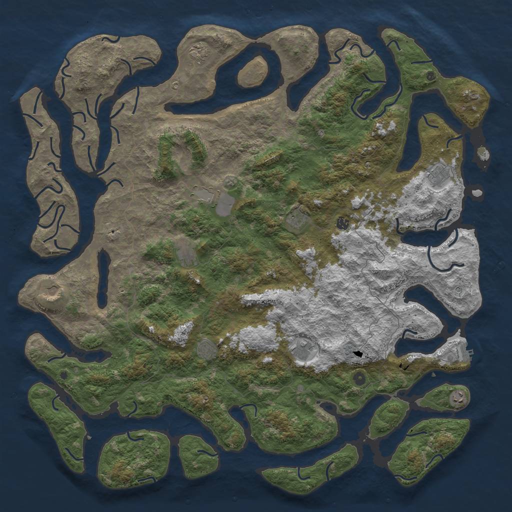 Rust Map: Procedural Map, Size: 6000, Seed: 35353, 15 Monuments