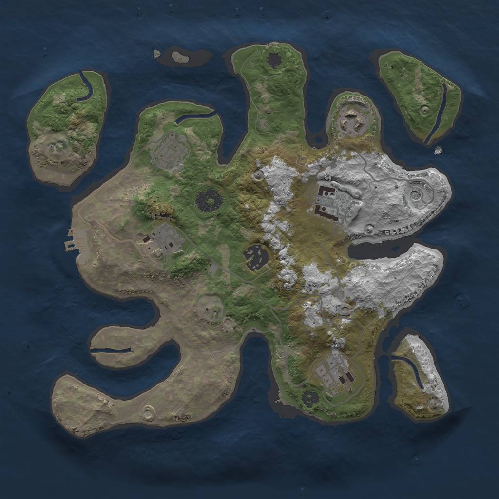 Rust Map: Procedural Map, Size: 3000, Seed: 6338, 10 Monuments