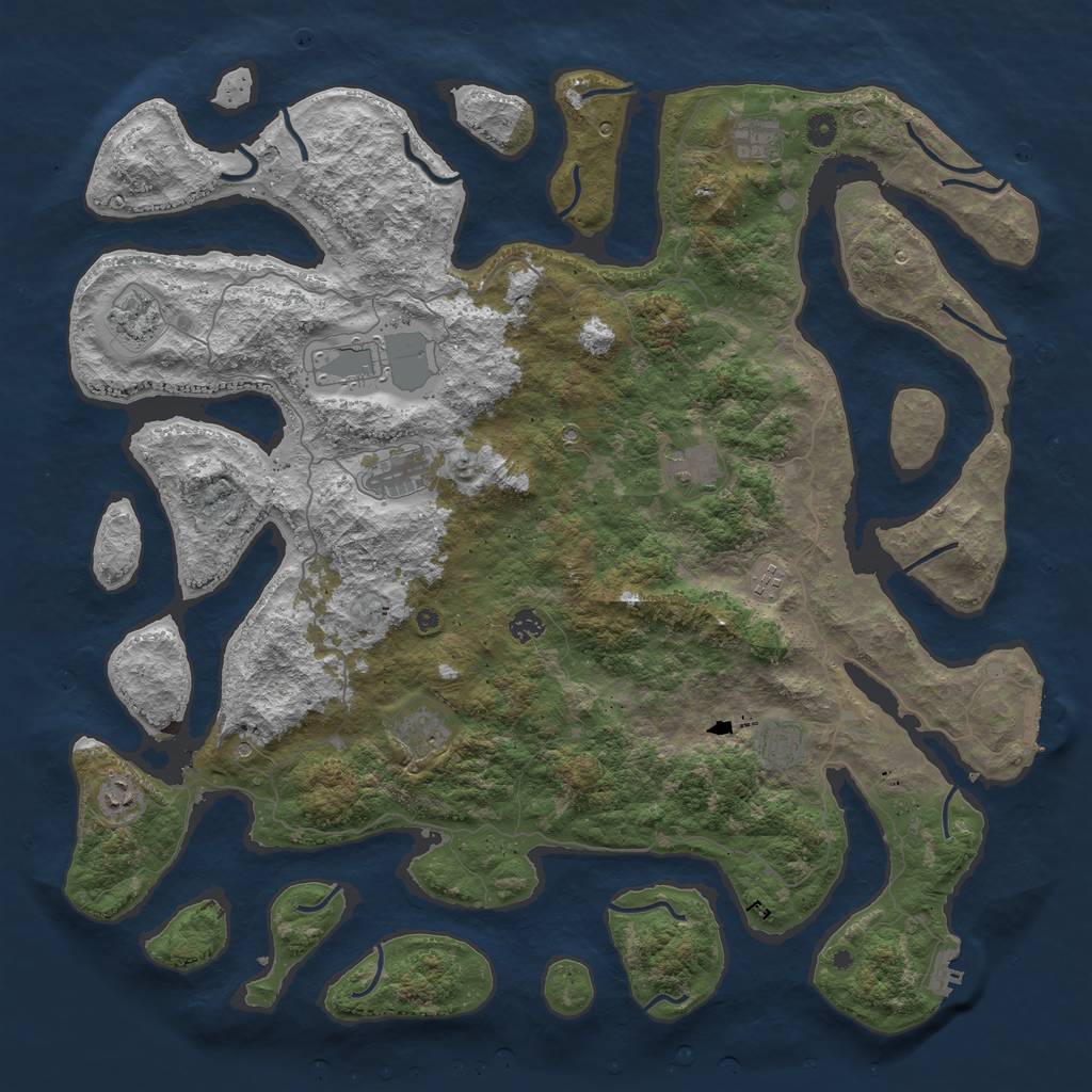 Rust Map: Procedural Map, Size: 5000, Seed: 1050415131, 15 Monuments