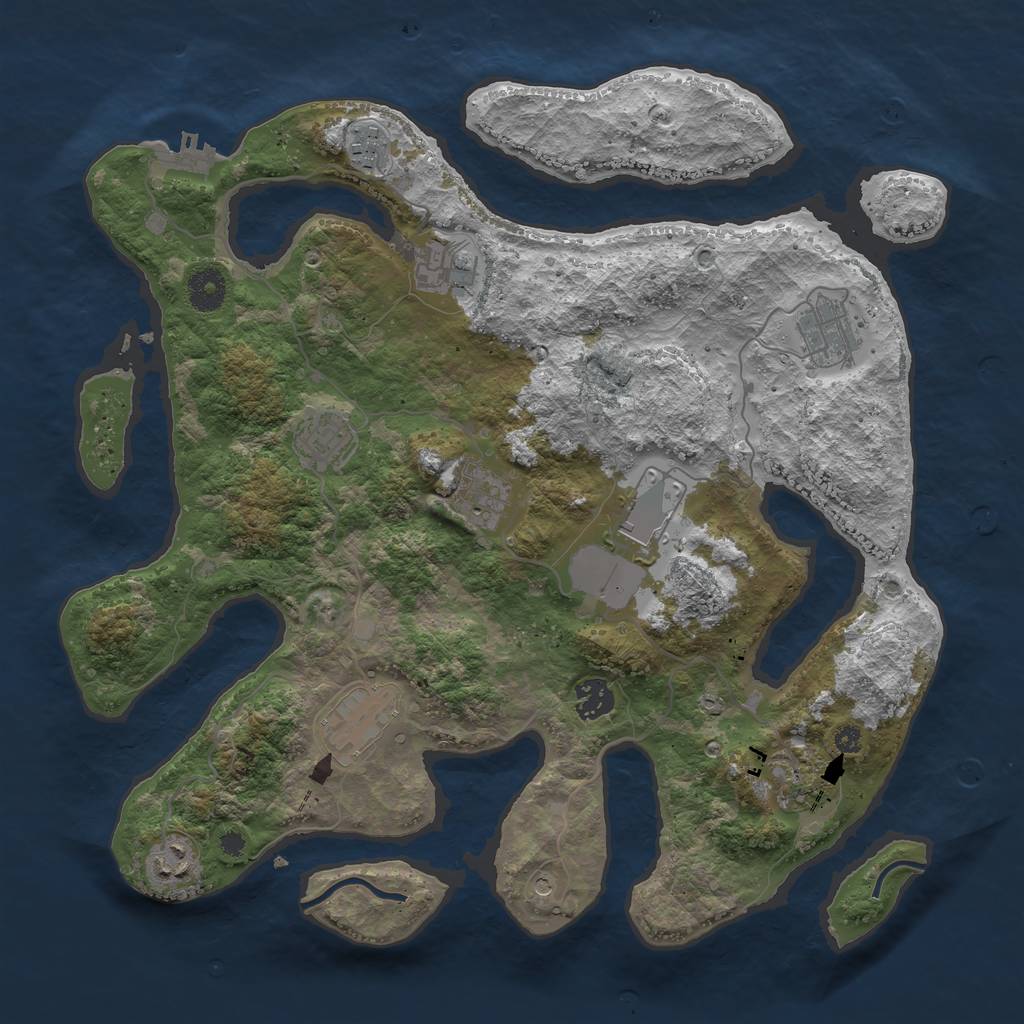 Rust Map: Procedural Map, Size: 3750, Seed: 1089675818, 14 Monuments