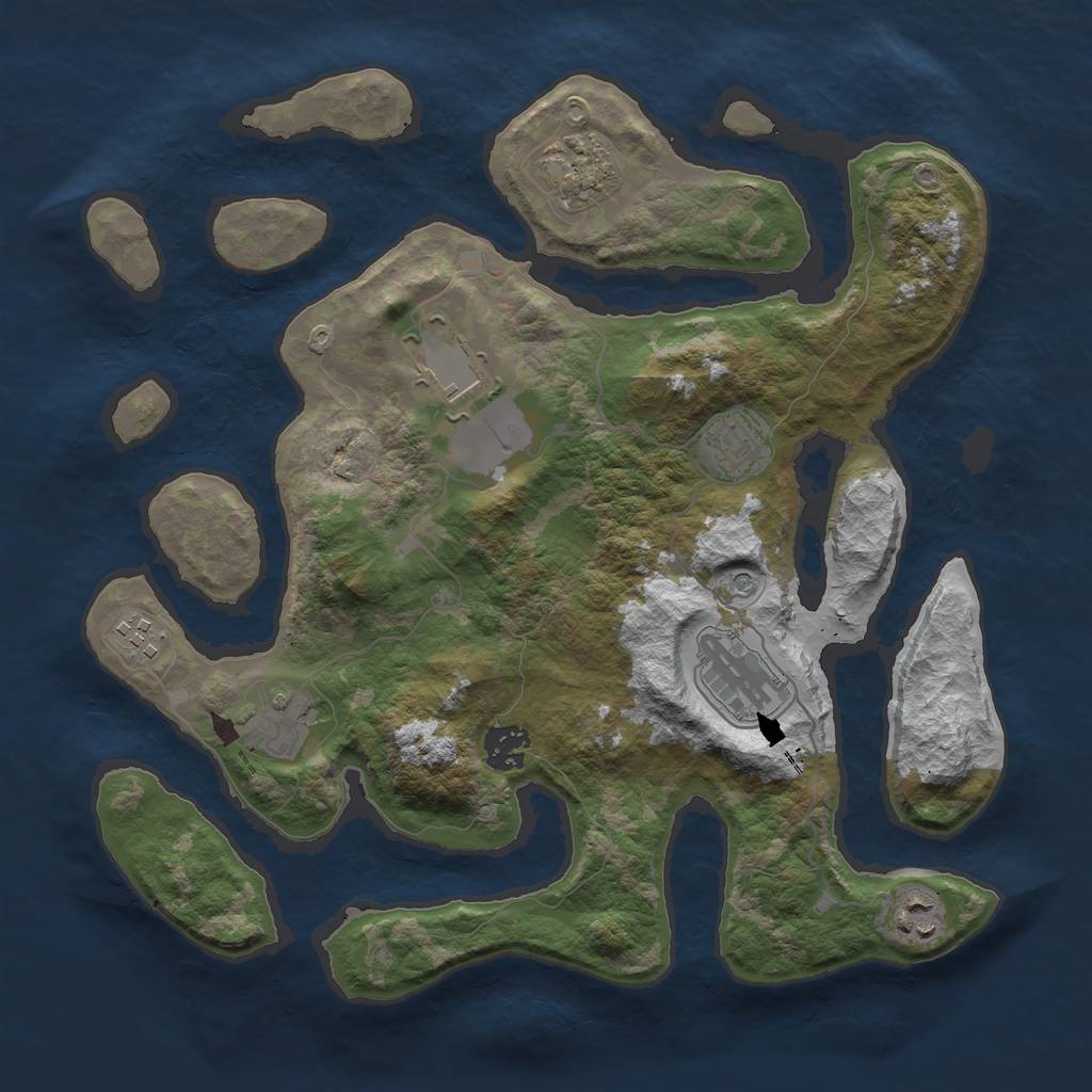 Rust Map: Barren, Size: 3500, Seed: 125987186, 11 Monuments