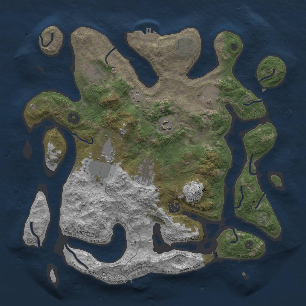 Rust Map: Procedural Map, Size: 3800, Seed: 8828, 13 Monuments