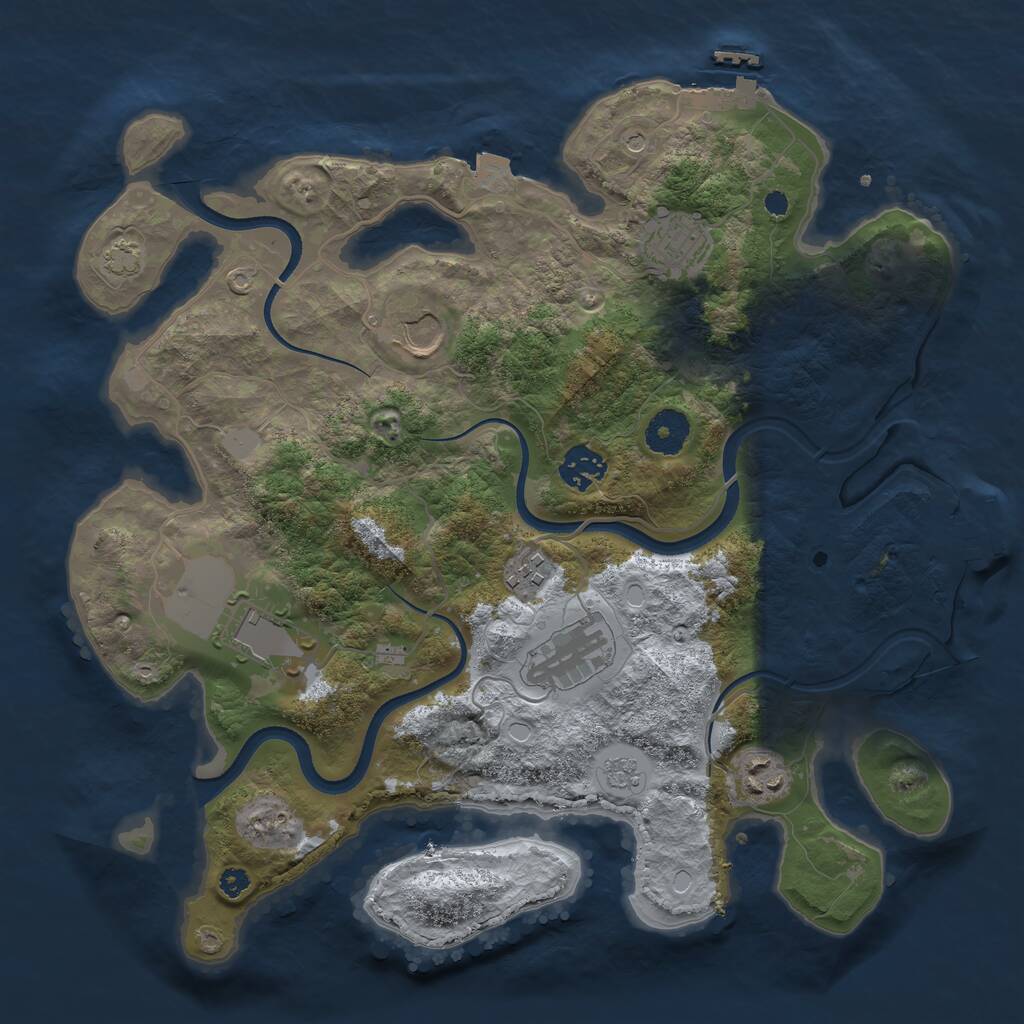 Rust Map: Procedural Map, Size: 3500, Seed: 9675, 13 Monuments