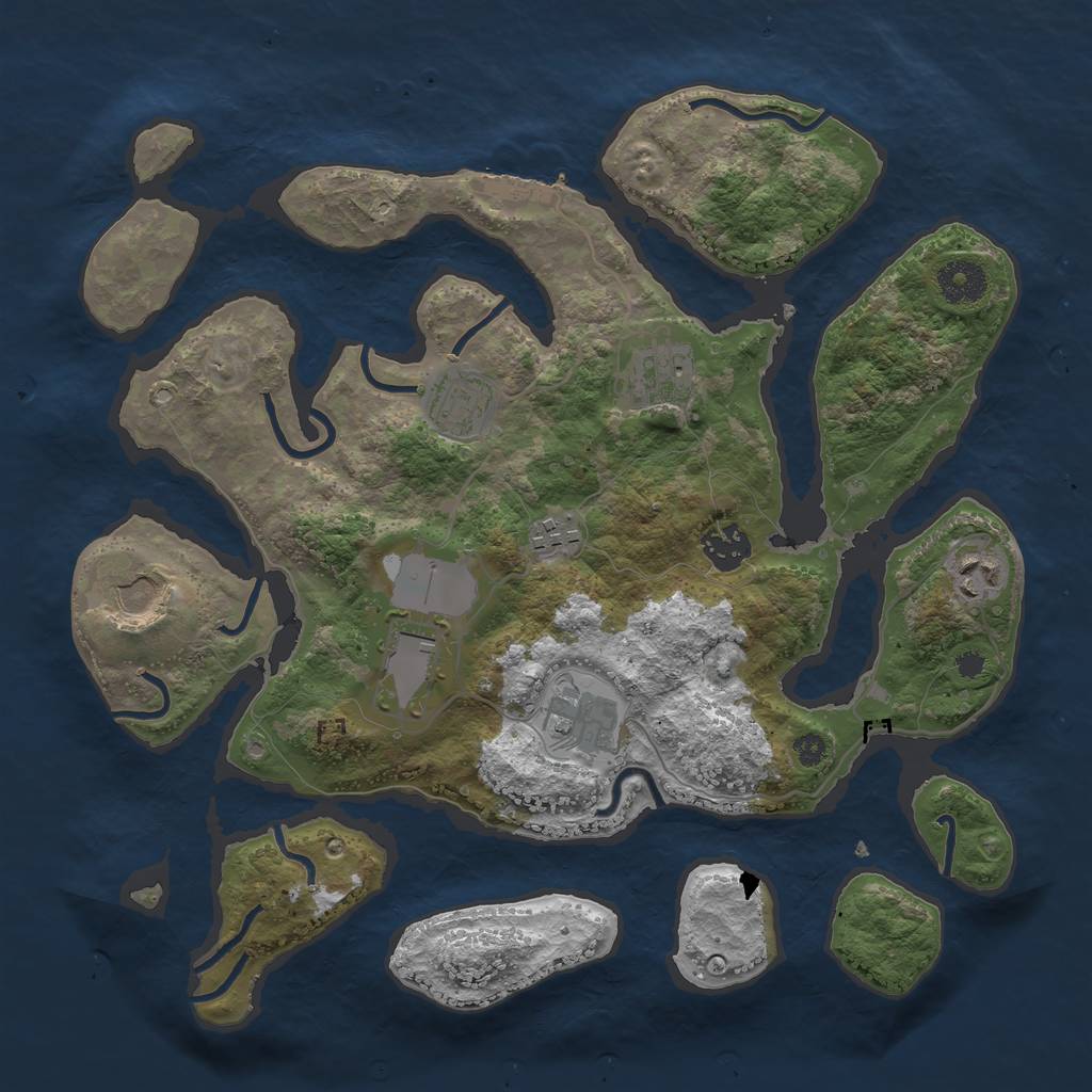 Rust Map: Procedural Map, Size: 3500, Seed: 9675, 11 Monuments