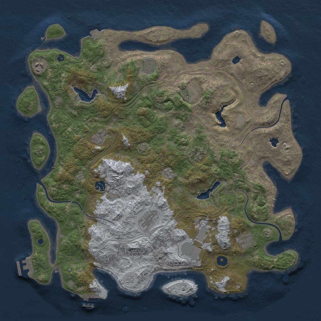 Rust Map: Procedural Map, Size: 4500, Seed: 1040, 16 Monuments