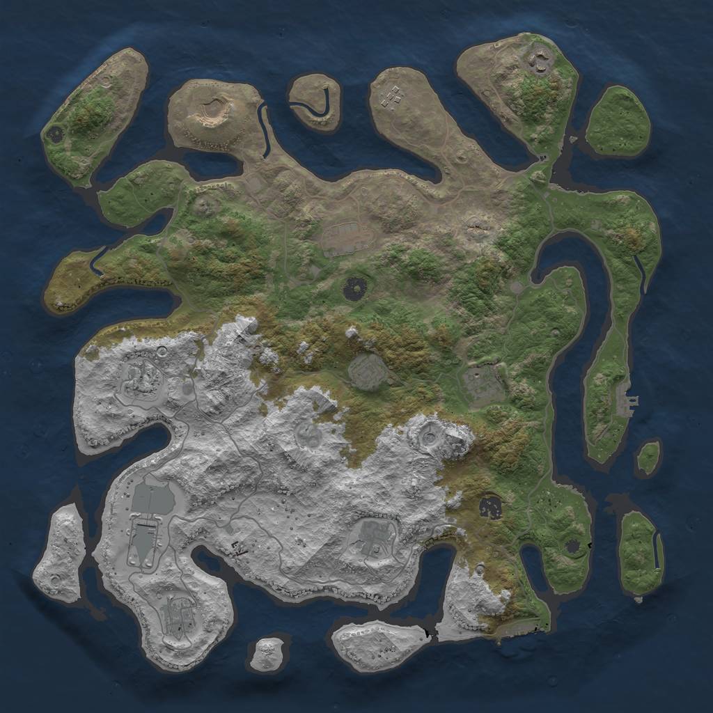 Rust Map: Procedural Map, Size: 4500, Seed: 1153506748, 16 Monuments