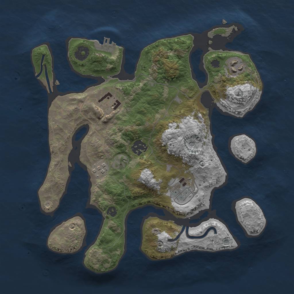 Rust Map: Procedural Map, Size: 3000, Seed: 2080056143, 9 Monuments