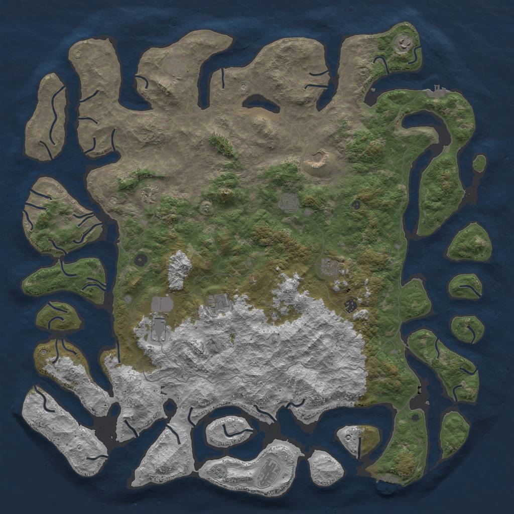 Rust Map: Procedural Map, Size: 6000, Seed: 1113986555, 16 Monuments