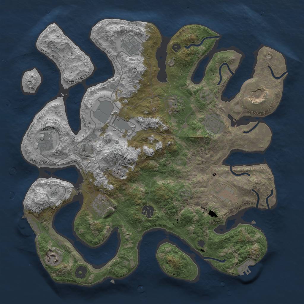 Rust Map: Procedural Map, Size: 3700, Seed: 186510355, 16 Monuments