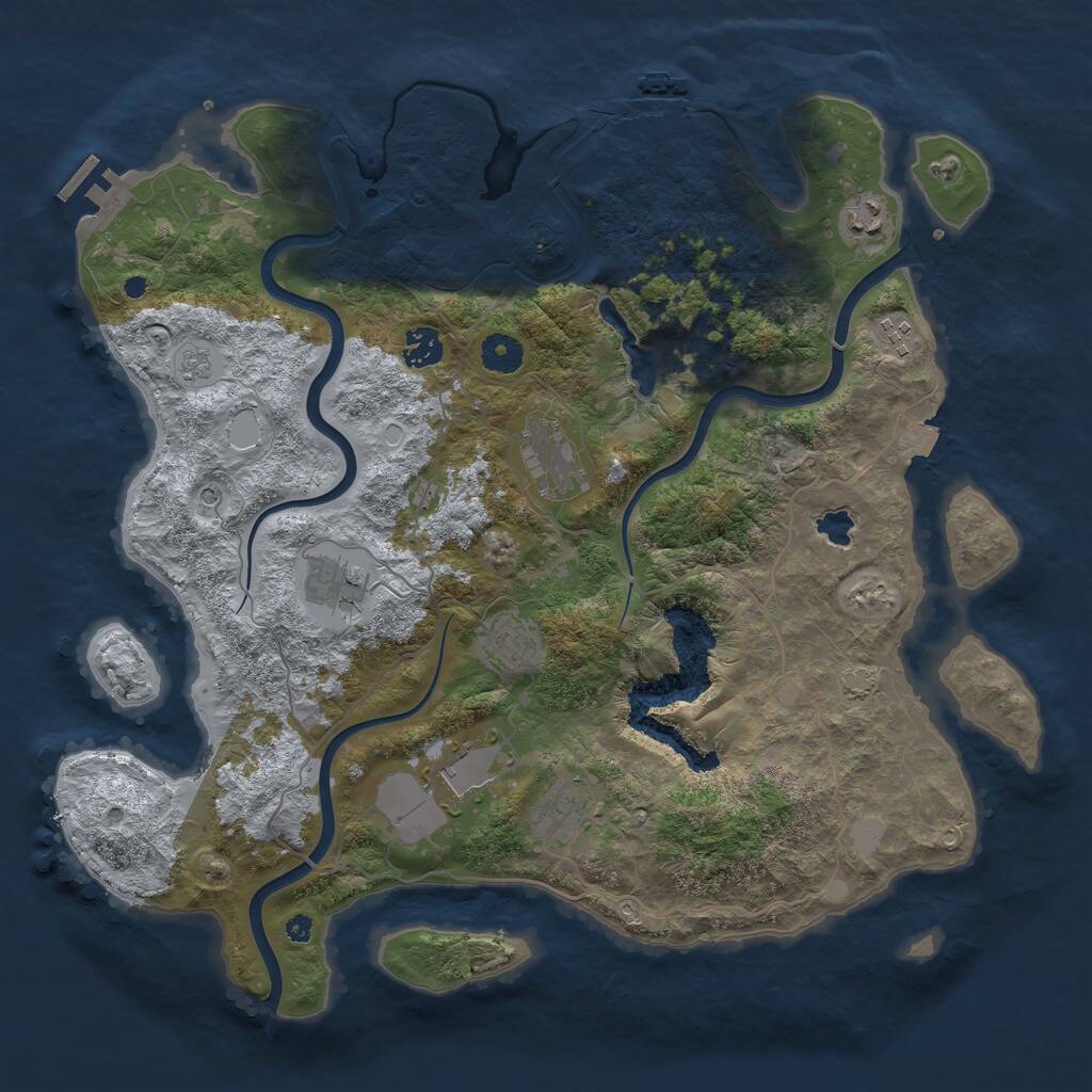 Rust Map: Procedural Map, Size: 4000, Seed: 25000, 14 Monuments