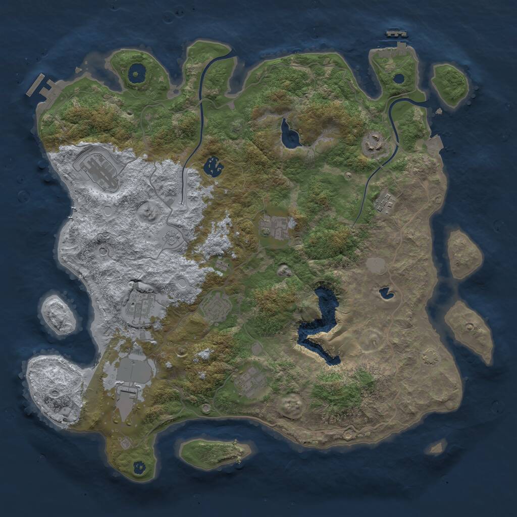 Rust Map: Procedural Map, Size: 4000, Seed: 25000, 15 Monuments