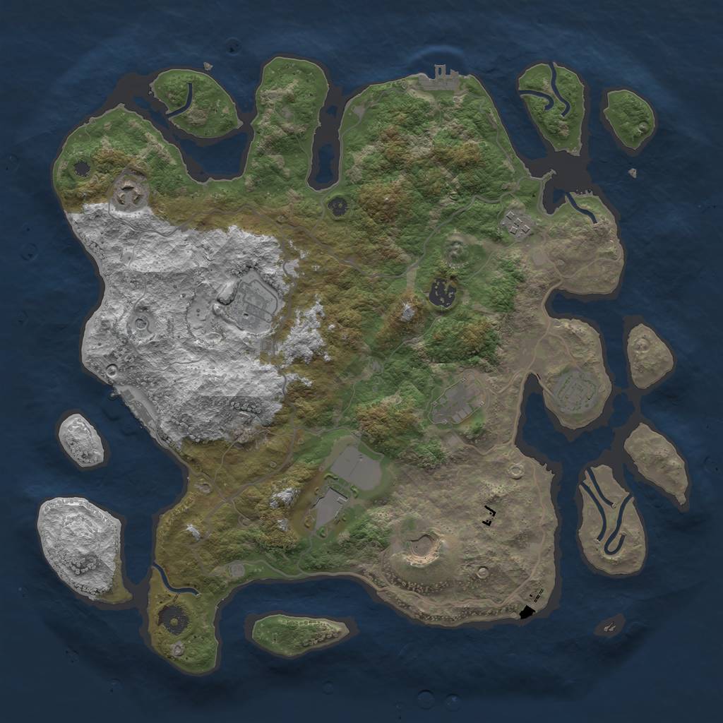 Rust Map: Procedural Map, Size: 4000, Seed: 25000, 13 Monuments