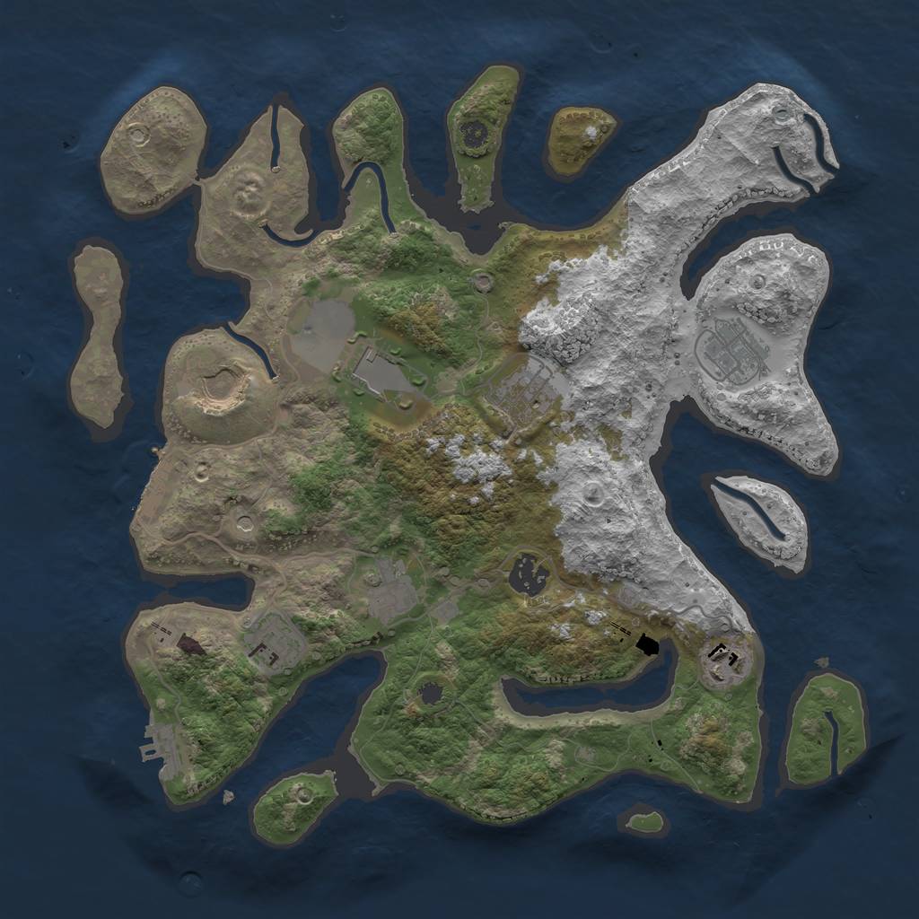 Rust Map: Procedural Map, Size: 3500, Seed: 1341767048, 13 Monuments