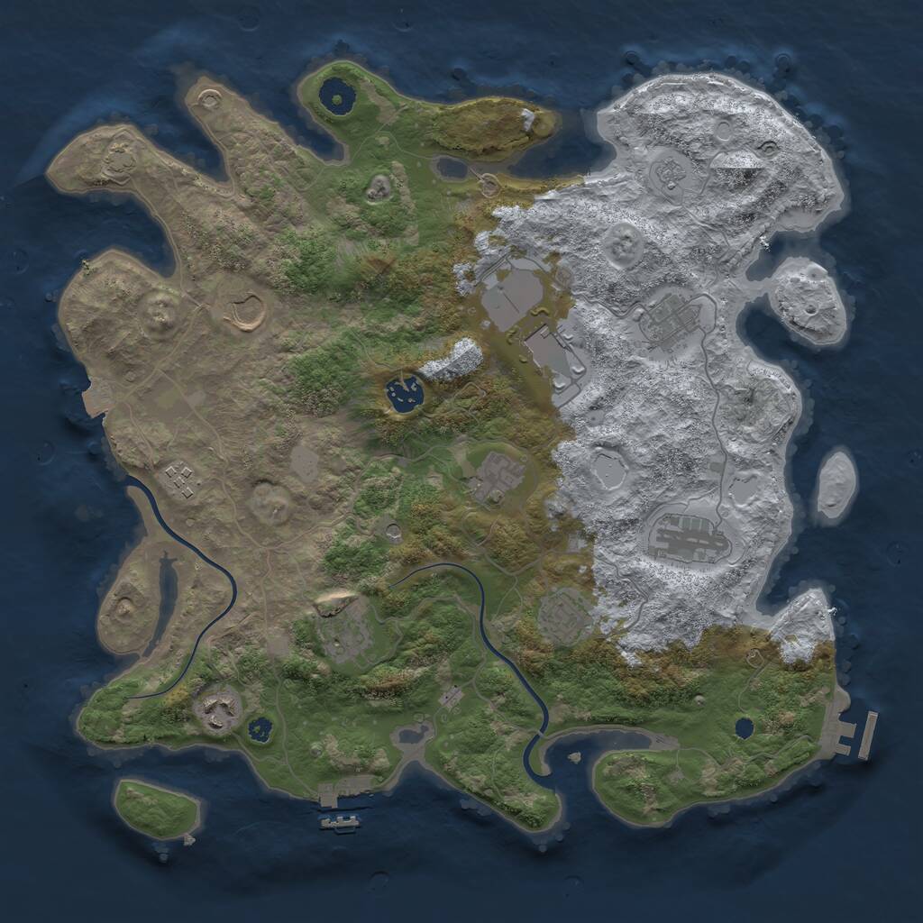 Rust Map: Procedural Map, Size: 3850, Seed: 323227, 16 Monuments