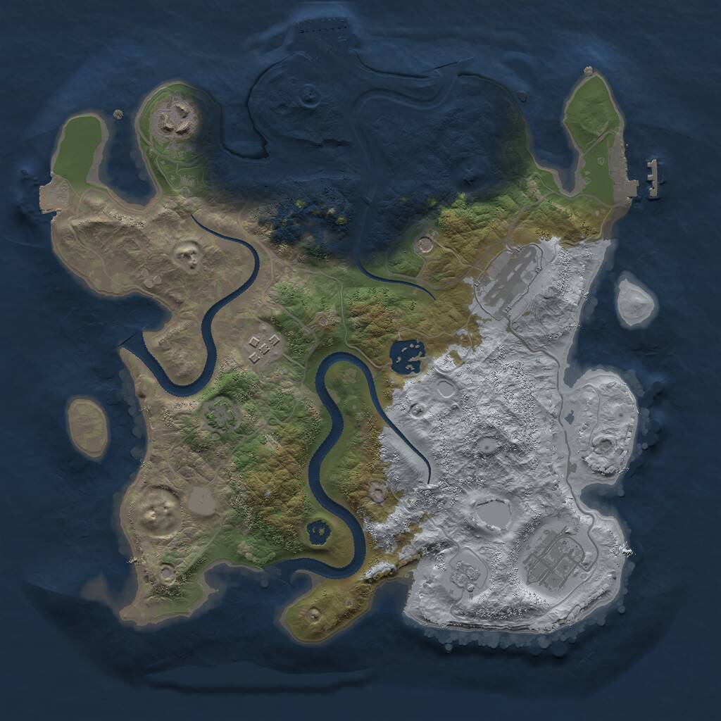 Rust Map: Procedural Map, Size: 3000, Seed: 1416363527, 11 Monuments