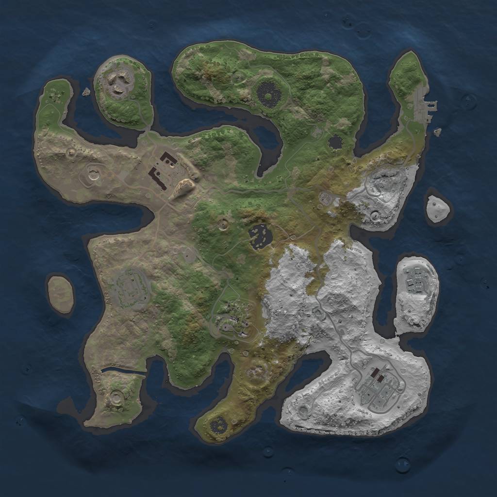 Rust Map: Procedural Map, Size: 3000, Seed: 1416363527, 11 Monuments