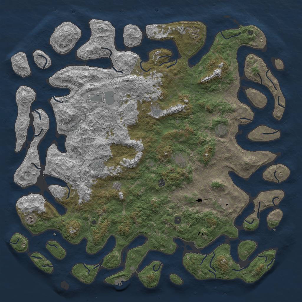 Rust Map: Procedural Map, Size: 6000, Seed: 84297886, 14 Monuments