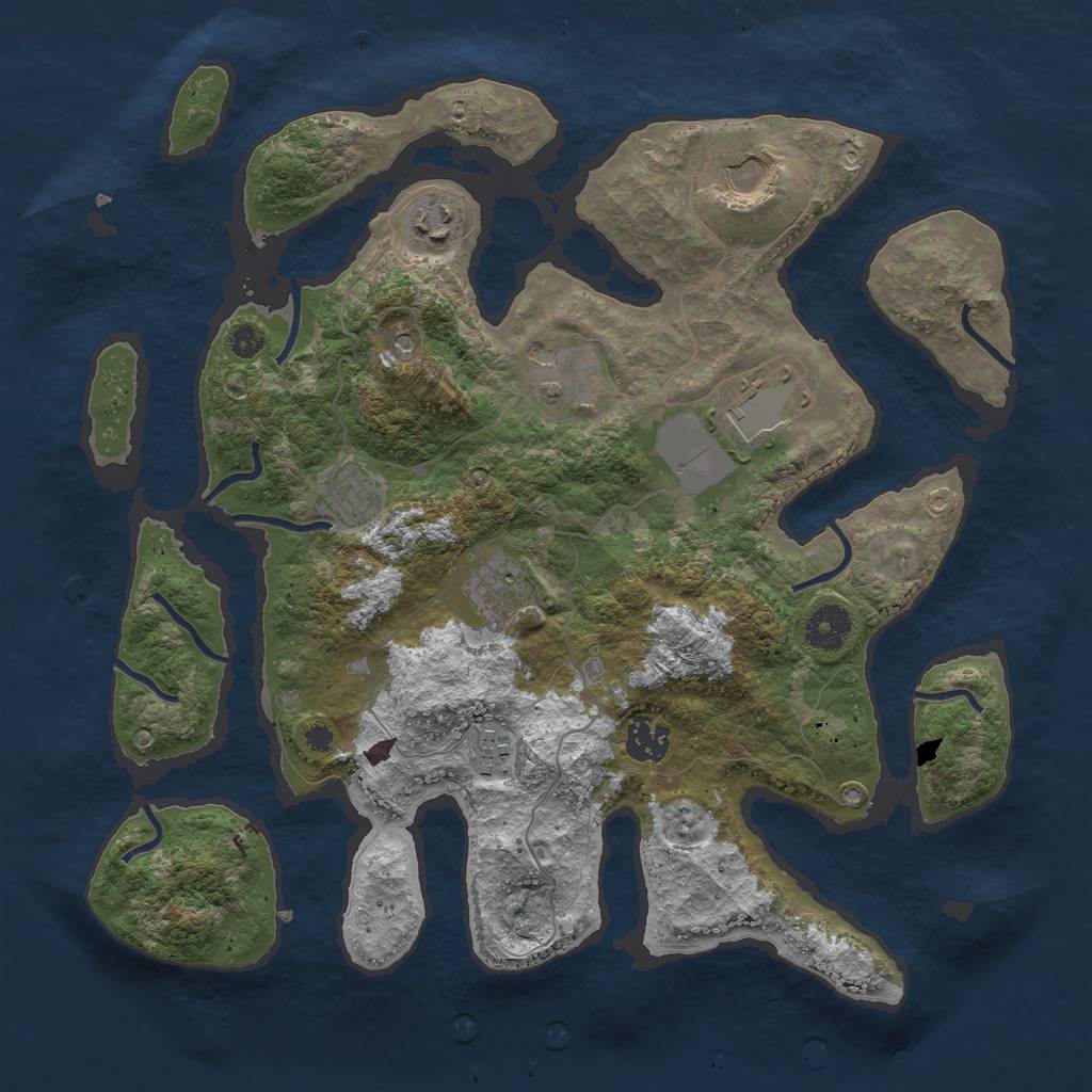 Rust Map: Procedural Map, Size: 3600, Seed: 34597847, 11 Monuments