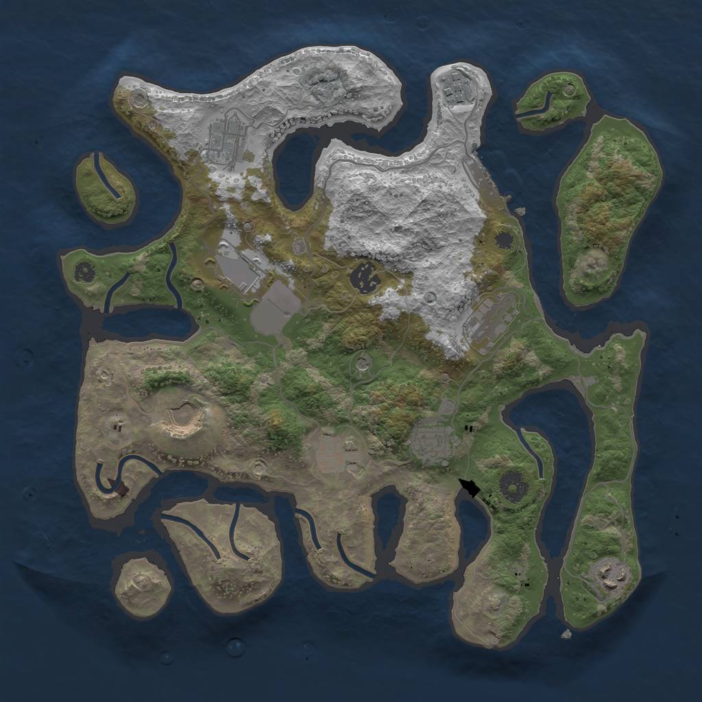 Rust Map: Procedural Map, Size: 3500, Seed: 348563362, 13 Monuments