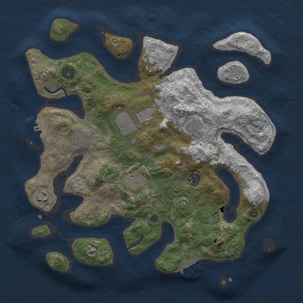 Rust Map: Procedural Map, Size: 3500, Seed: 5632, 12 Monuments