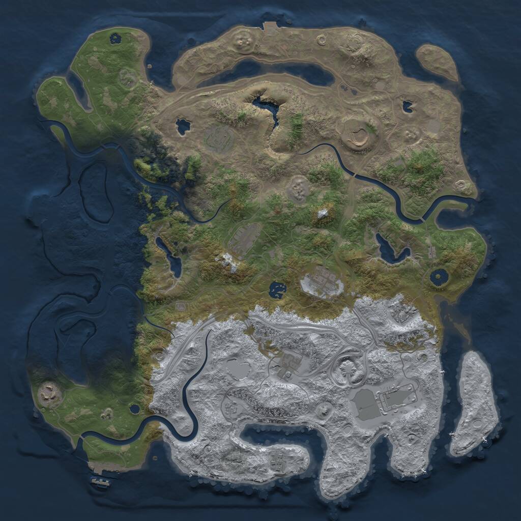 Rust Map: Procedural Map, Size: 4500, Seed: 963176193, 16 Monuments