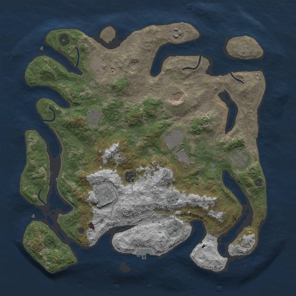 Rust Map: Procedural Map, Size: 4000, Seed: 135790, 13 Monuments