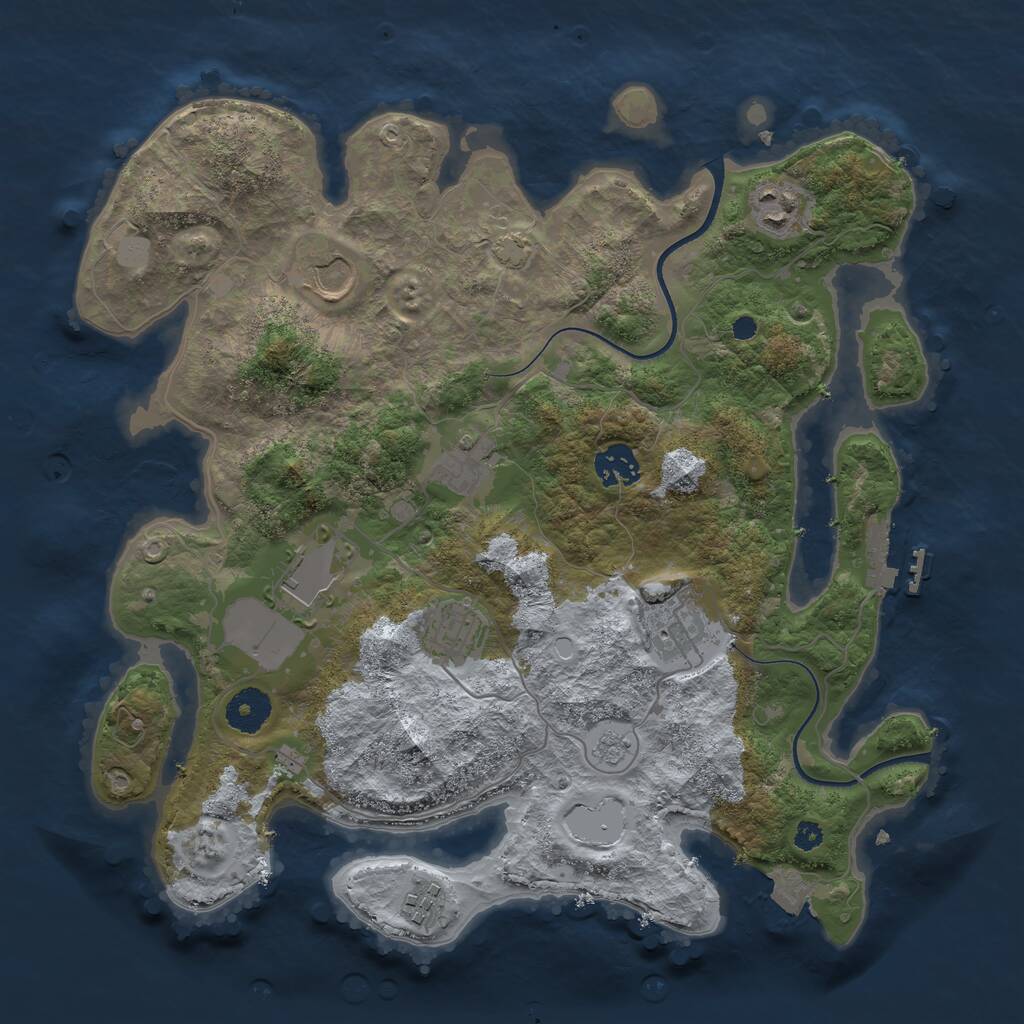 Rust Map: Procedural Map, Size: 3500, Seed: 1552005737, 12 Monuments