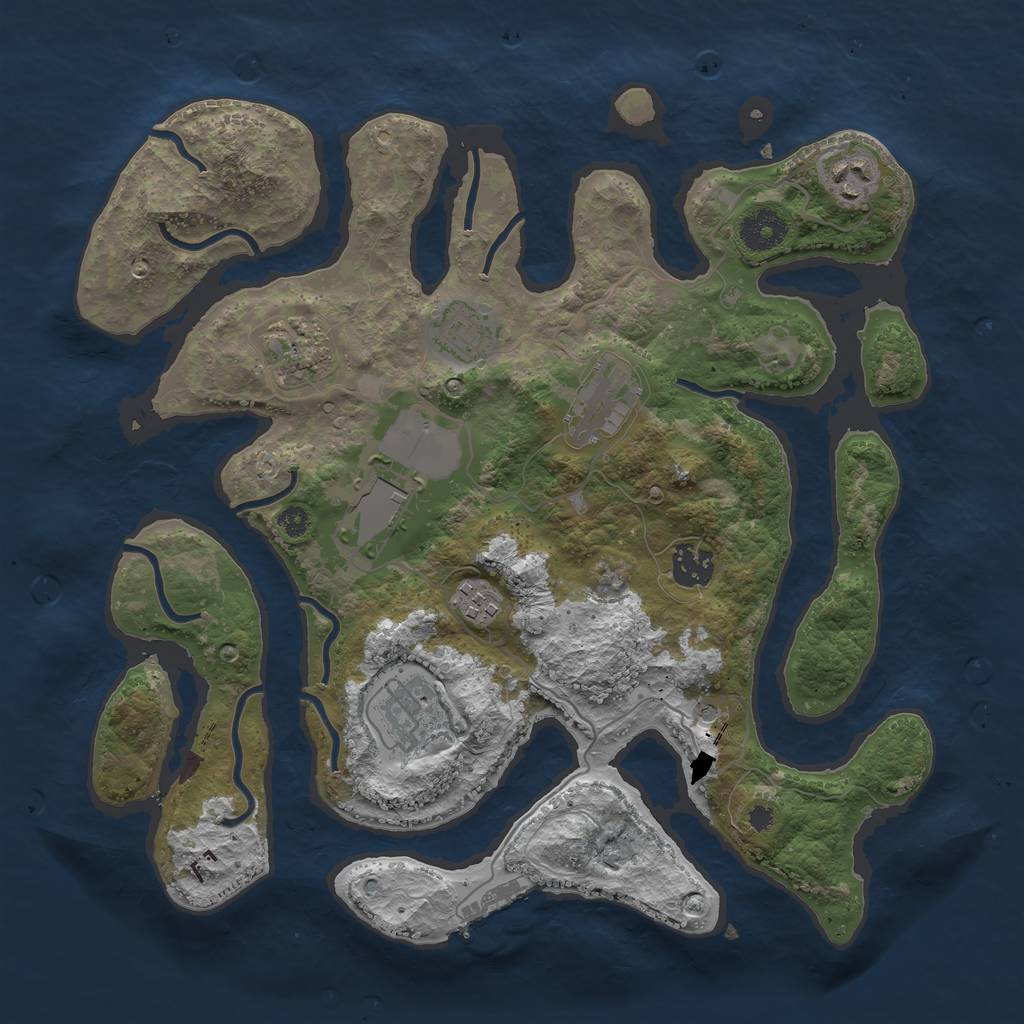 Rust Map: Procedural Map, Size: 3500, Seed: 1552005737, 12 Monuments