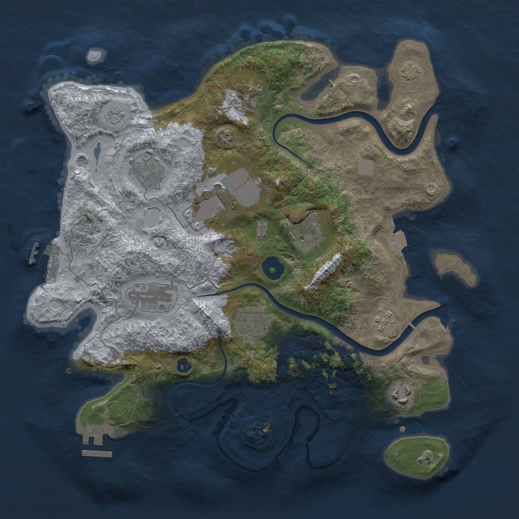 Rust Map: Procedural Map, Size: 3500, Seed: 359811408, 14 Monuments