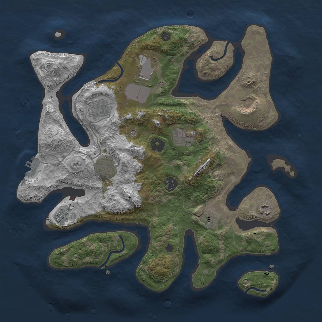 Rust Map: Procedural Map, Size: 3500, Seed: 359811408, 13 Monuments