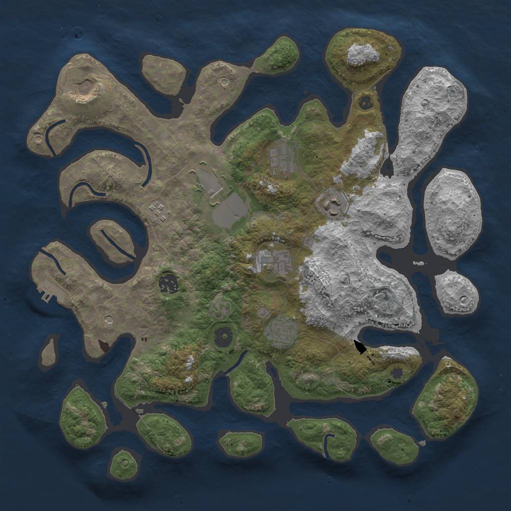 Rust Map: Procedural Map, Size: 3800, Seed: 76541153, 12 Monuments