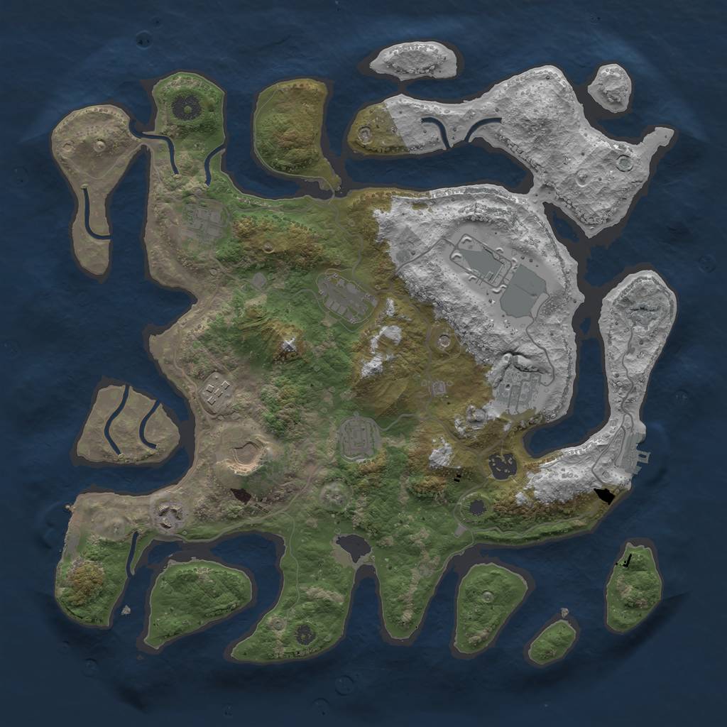 Rust Map: Procedural Map, Size: 3900, Seed: 96428348, 14 Monuments